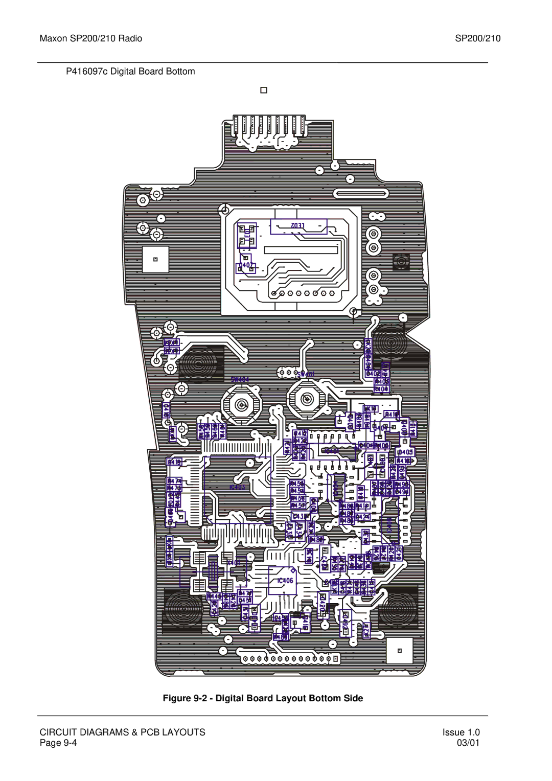 Maxon Telecom SP210, SP200 service manual Digital Board Layout Bottom Side 