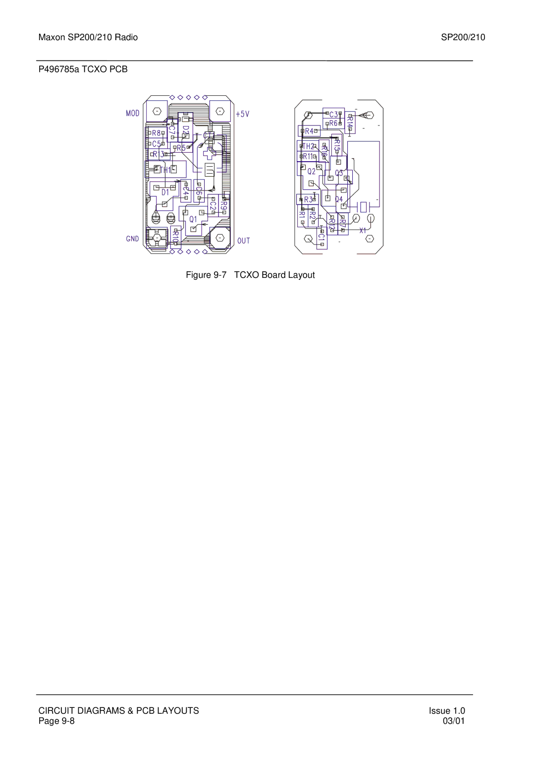 Maxon Telecom SP210, SP200 service manual Tcxo Board Layout 