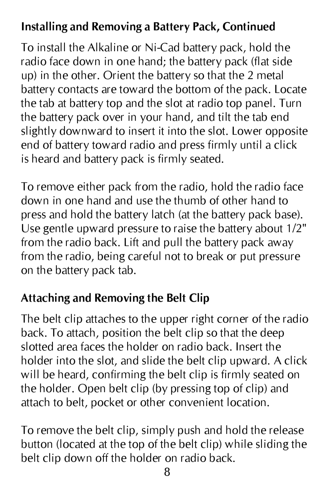 Maxon Telecom Synthesized GMRS Two-Way Radio, GMRS-21X owner manual Attaching and Removing the Belt Clip 