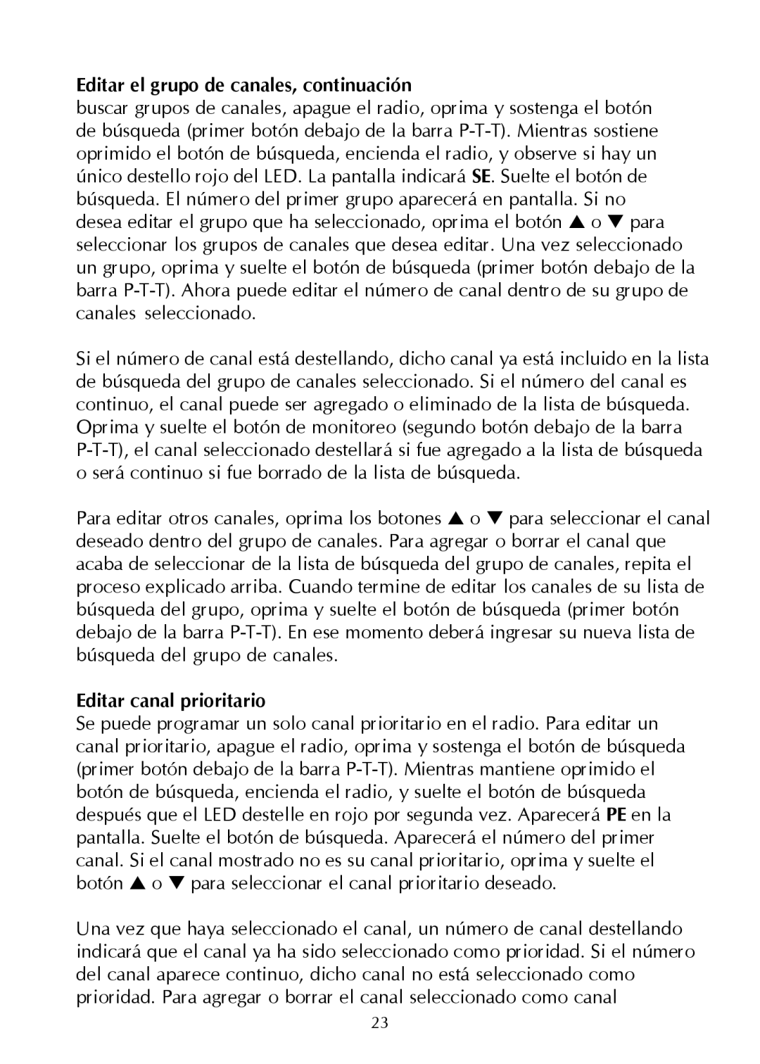 Maxon Telecom SP-200 Series, Synthesized Scanning Radio Editar el grupo de canales, continuación, Editar canal prioritario 