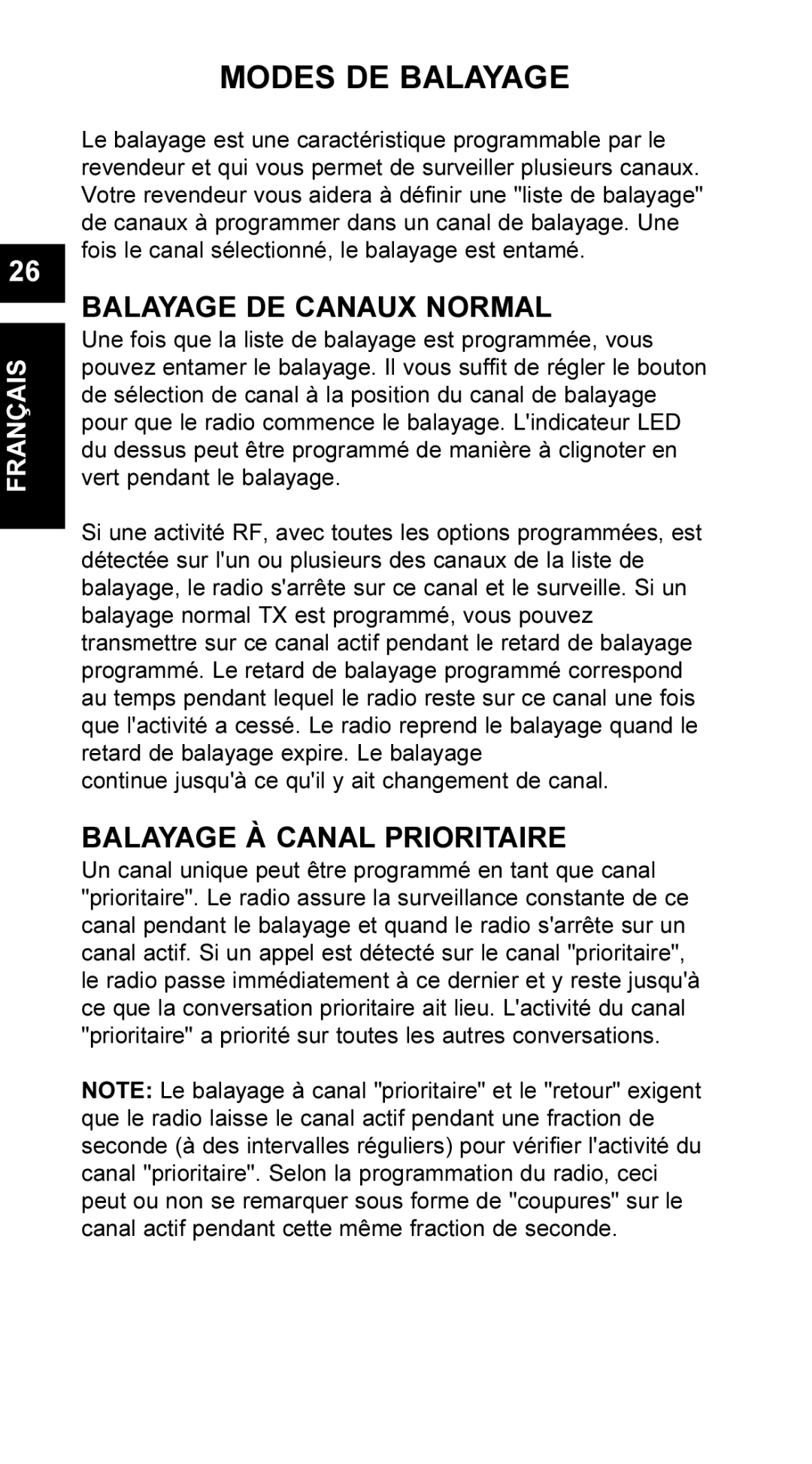 Maxon Telecom UM-SL55 user manual Modes DE Balayage, Balayage DE Canaux Normal, Balayage À Canal Prioritaire 