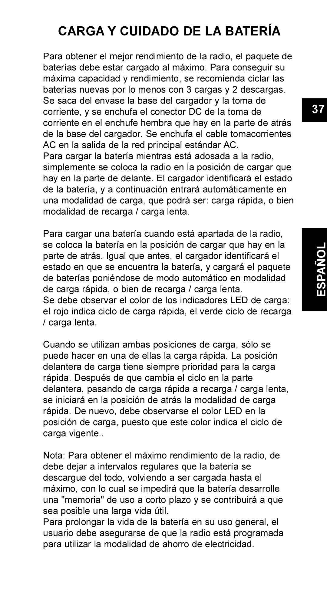 Maxon Telecom UM-SL55 user manual Carga Y Cuidado DE LA Batería 