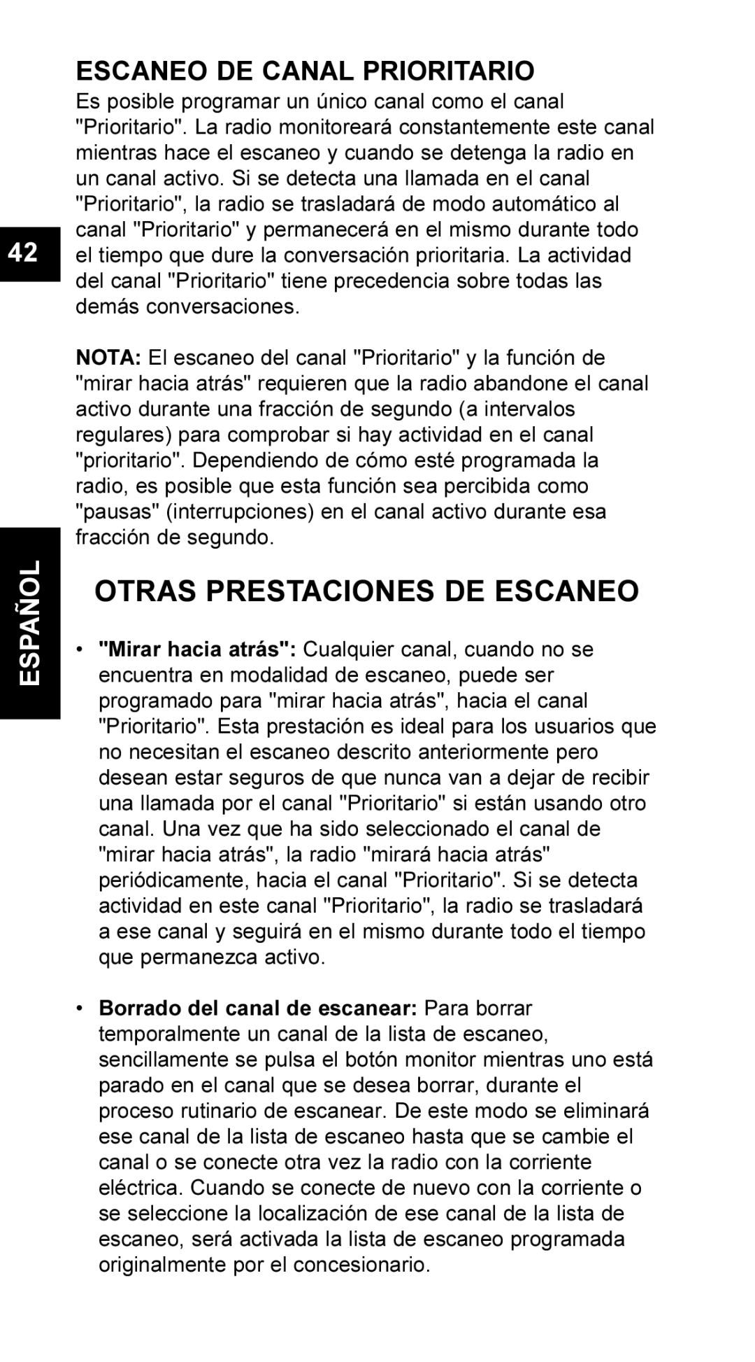 Maxon Telecom UM-SL55 user manual Otras Prestaciones DE Escaneo, Escaneo DE Canal Prioritario 