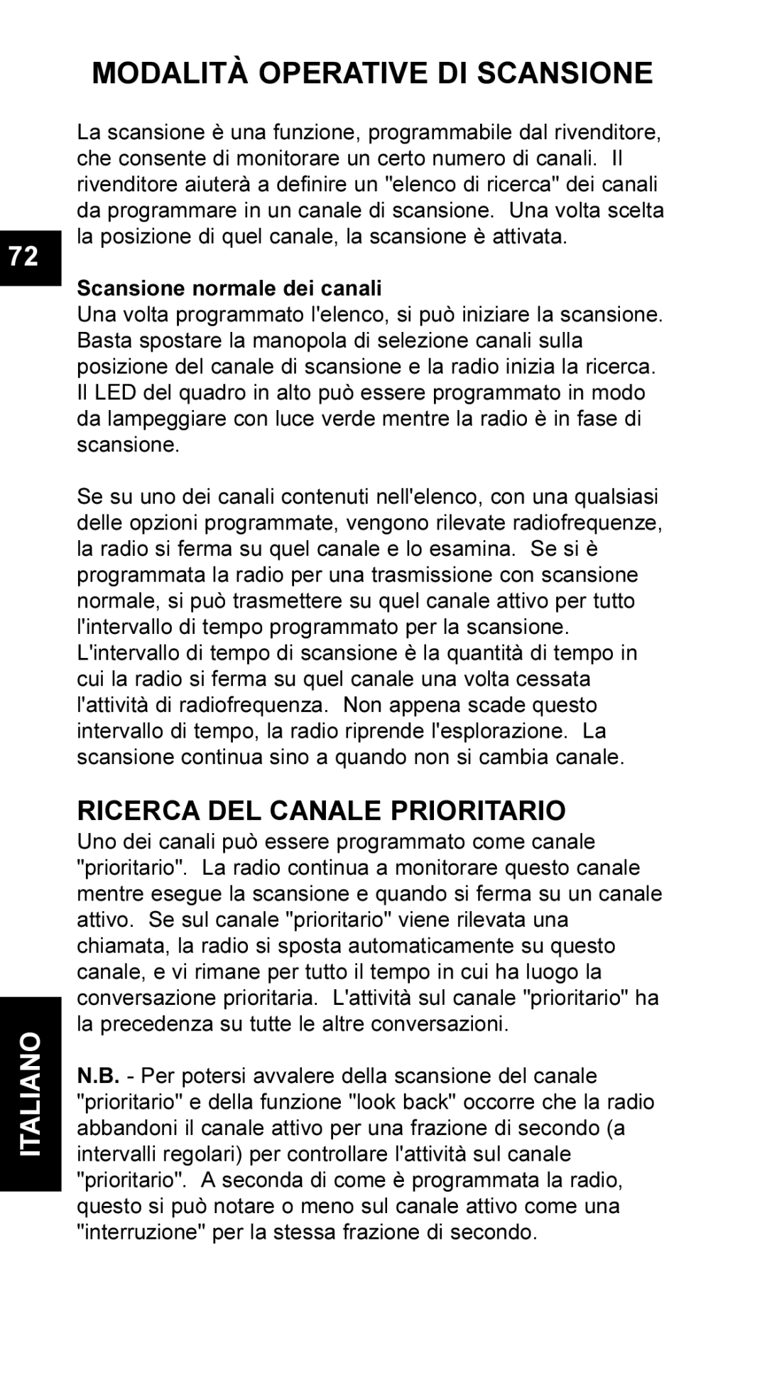 Maxon Telecom UM-SL55 user manual Modalità Operative DI Scansione, Ricerca DEL Canale Prioritario 