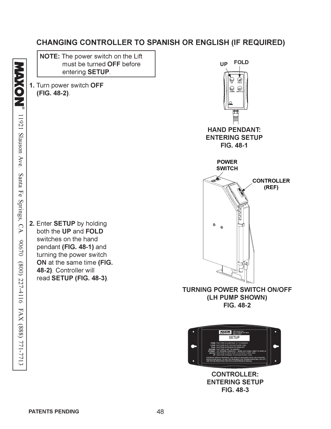 Maxon Telecom WL7-VERS. C-1K Changing Controller to Spanish or English if Required, Hand Pendant Entering Setup 