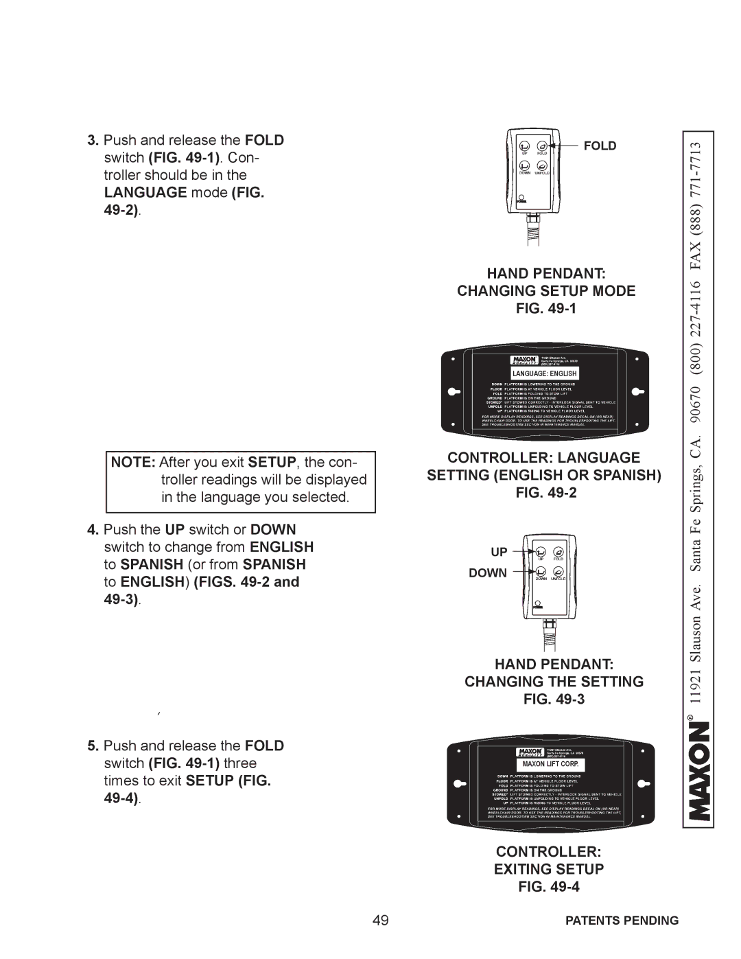 Maxon Telecom WL7-VERS. C-1K Hand Pendant Changing Setup Mode, Controller Language Setting English or Spanish 