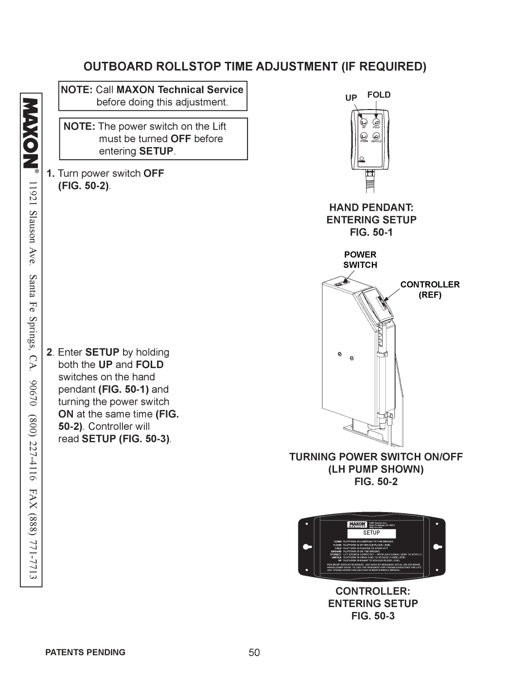 Maxon Telecom WL7-VERS. C-1K installation instructions Outboard Rollstop Time Adjustment if Required 