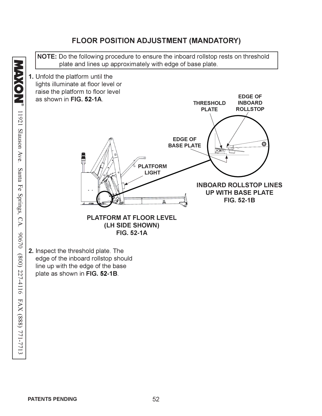 Maxon Telecom WL7-VERS. C-1K installation instructions Floor Position Adjustment Mandatory 