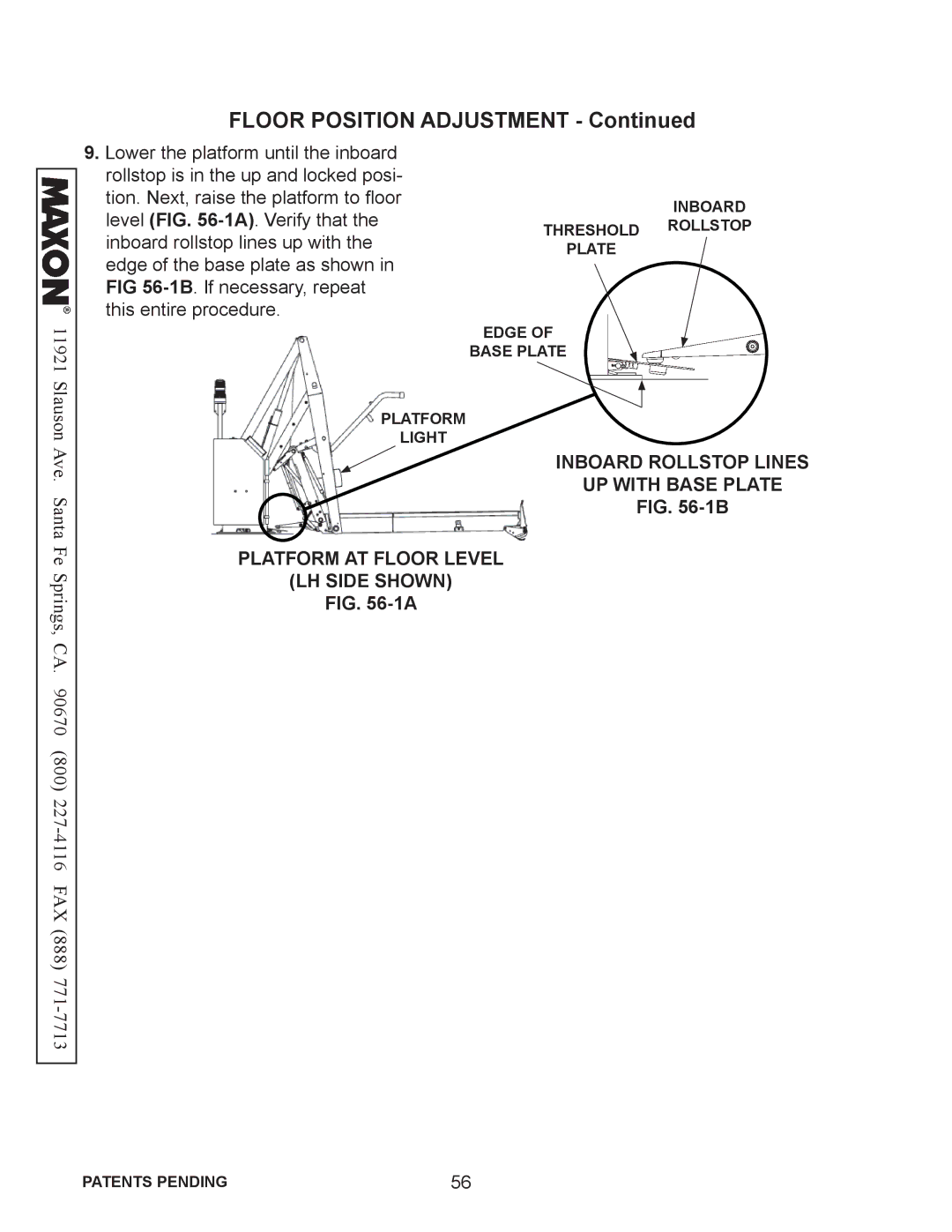 Maxon Telecom WL7-VERS. C-1K installation instructions Inboard Threshold Rollstop Plate 