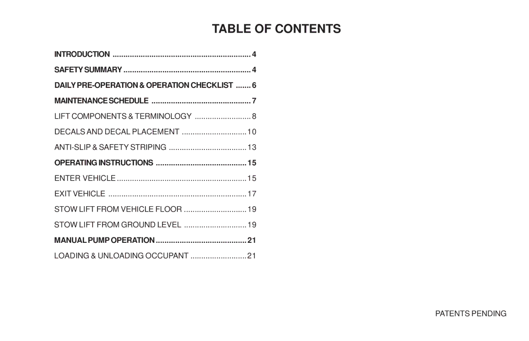 Maxon Telecom WL7 operating instructions Table of Contents 