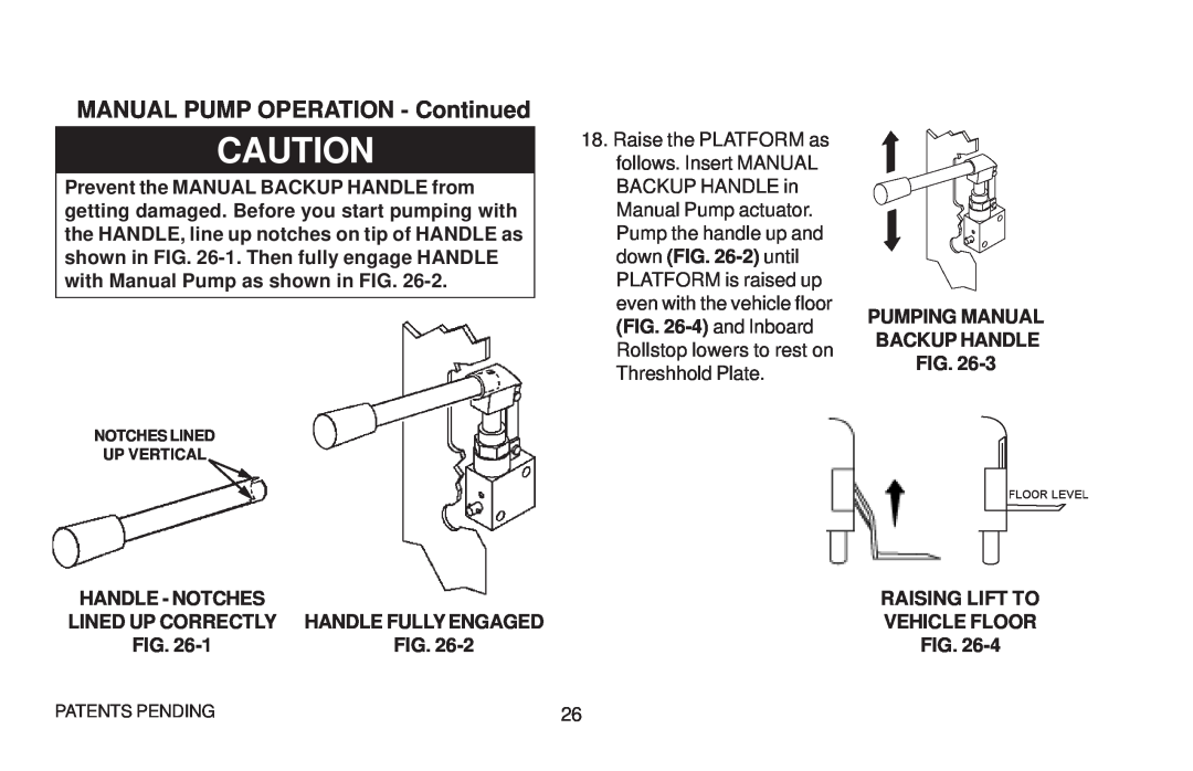 Maxon Telecom WL7 operating instructions MANUAL PUMP OPERATION - Continued, Pumping Manual Backup Handle Fig 