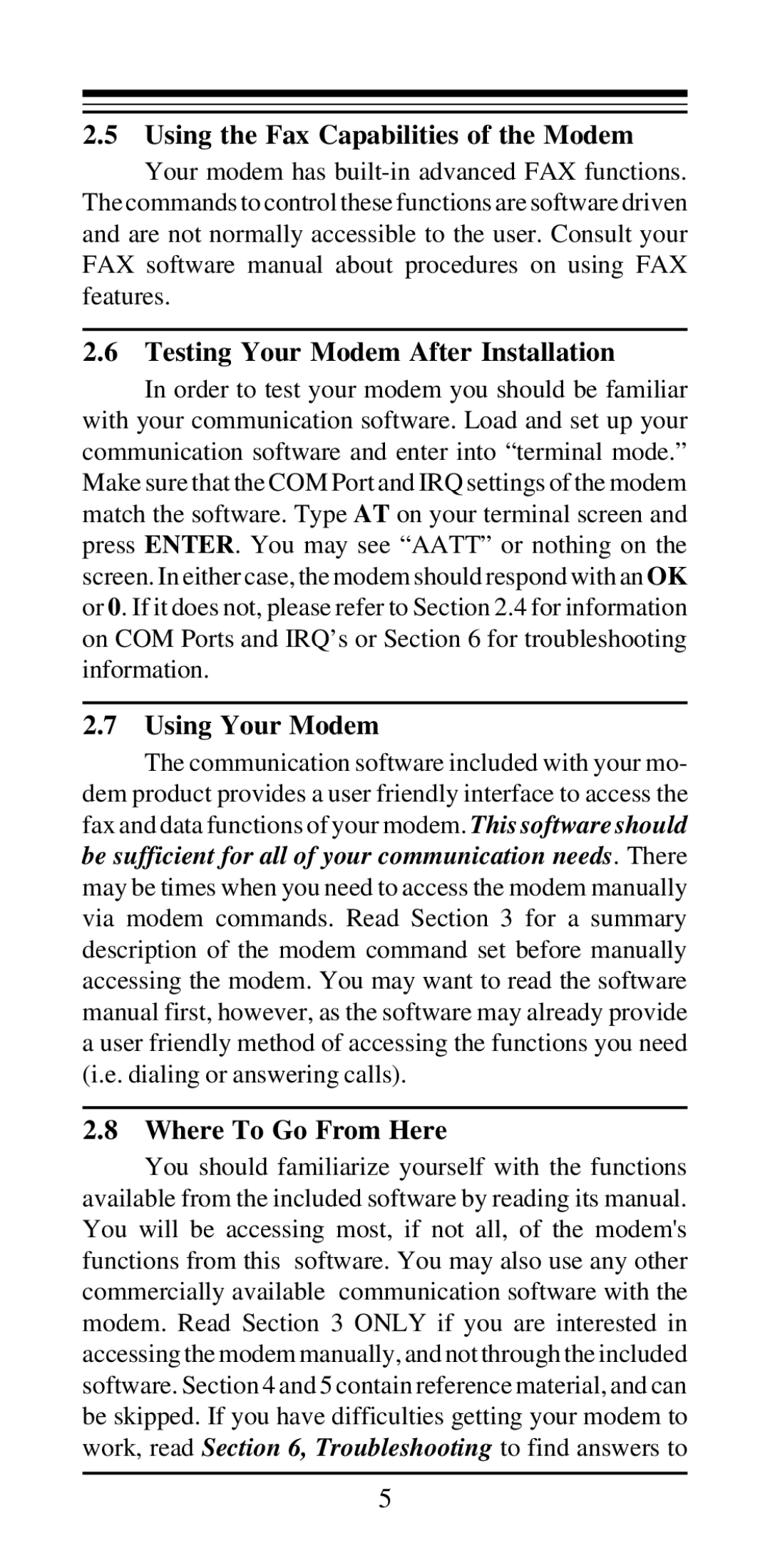 MaxTech 800, 28 user manual Using the Fax Capabilities of the Modem, Testing Your Modem After Installation, Using Your Modem 