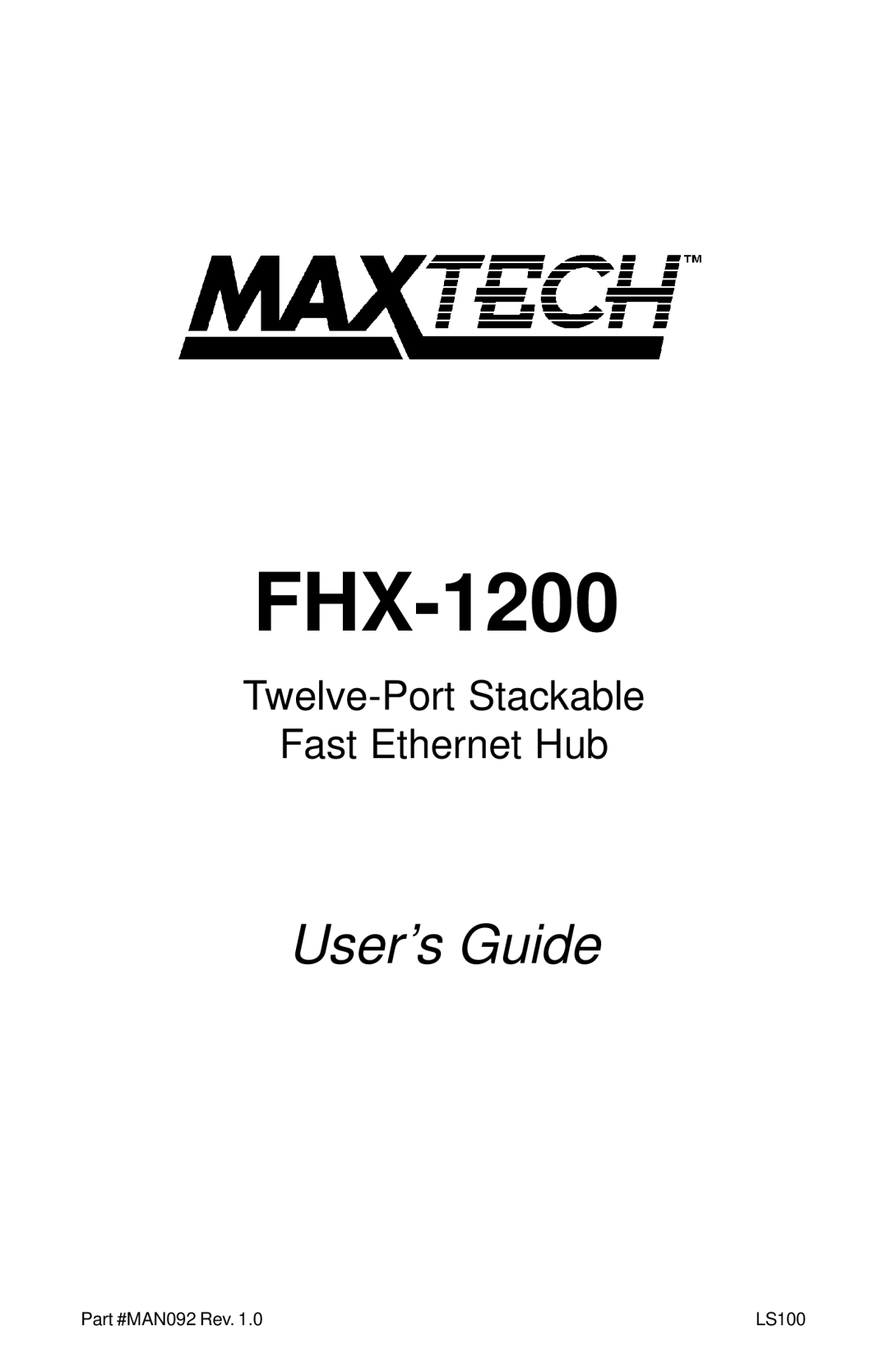 MaxTech FHX-1200 manual 