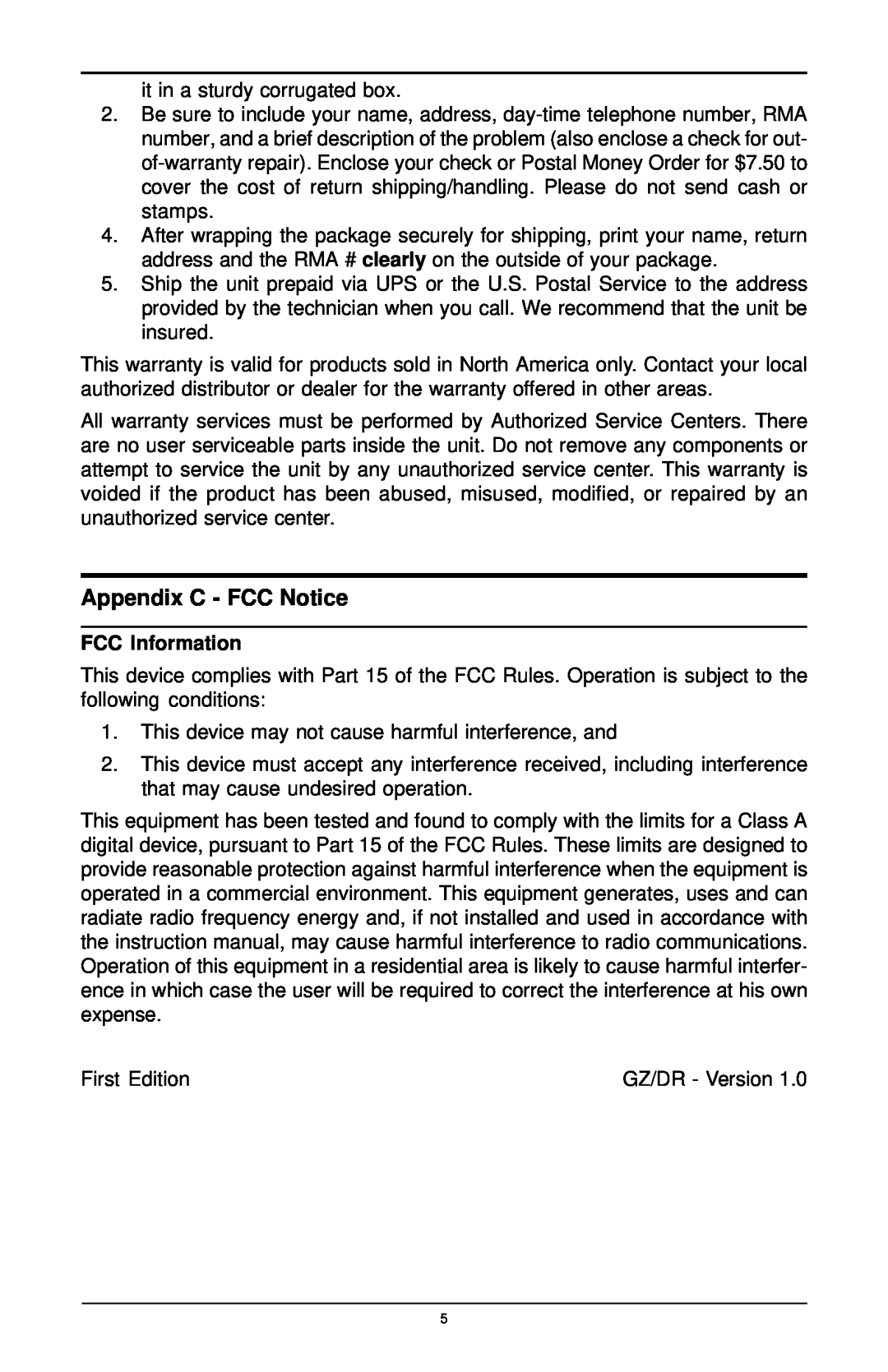 MaxTech FHX-8100 manual Appendix C - FCC Notice, FCC Information 