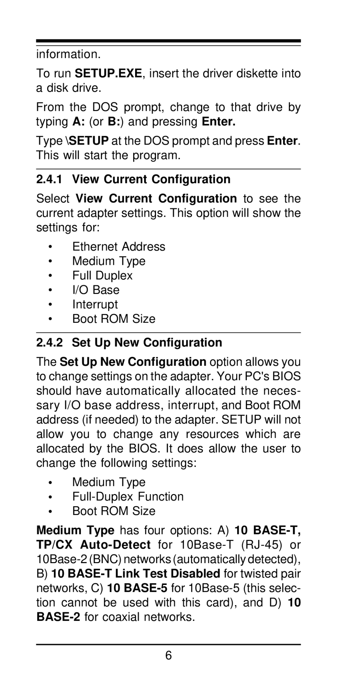 MaxTech NX-32PCI manual Set Up New Configuration, Medium Type Full-Duplex Function Boot ROM Size 