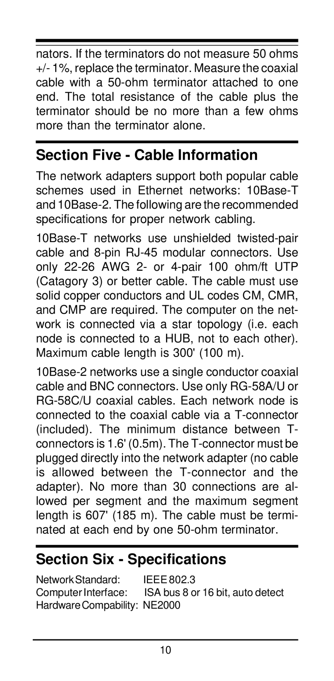 MaxTech NXP-16 manual Section Five Cable Information, Section Six Specifications 