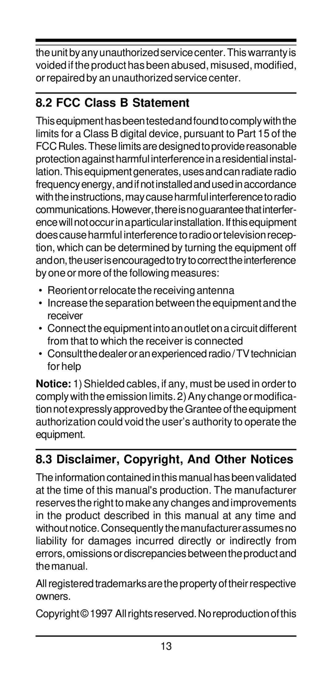 MaxTech NXP-16 manual FCC Class B Statement, Disclaimer, Copyright, And Other Notices 