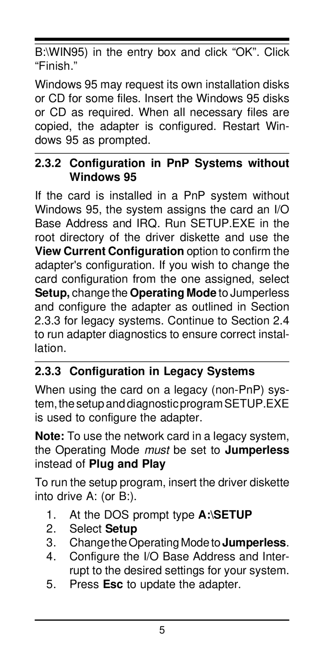 MaxTech NXP-16 manual Configuration in PnP Systems without Windows, Configuration in Legacy Systems 