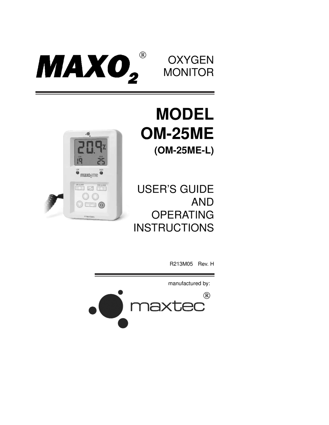 MaxTech operating instructions Model OM-25ME 