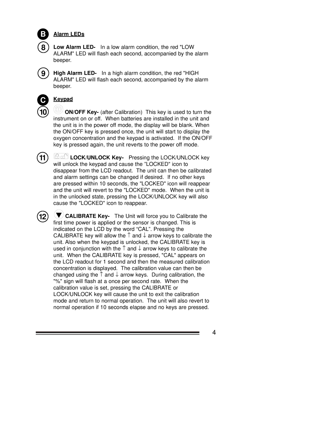 MaxTech OM-25ME operating instructions Alarm LEDs 