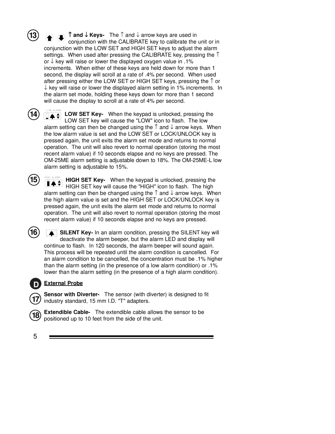 MaxTech OM-25ME operating instructions External Probe 