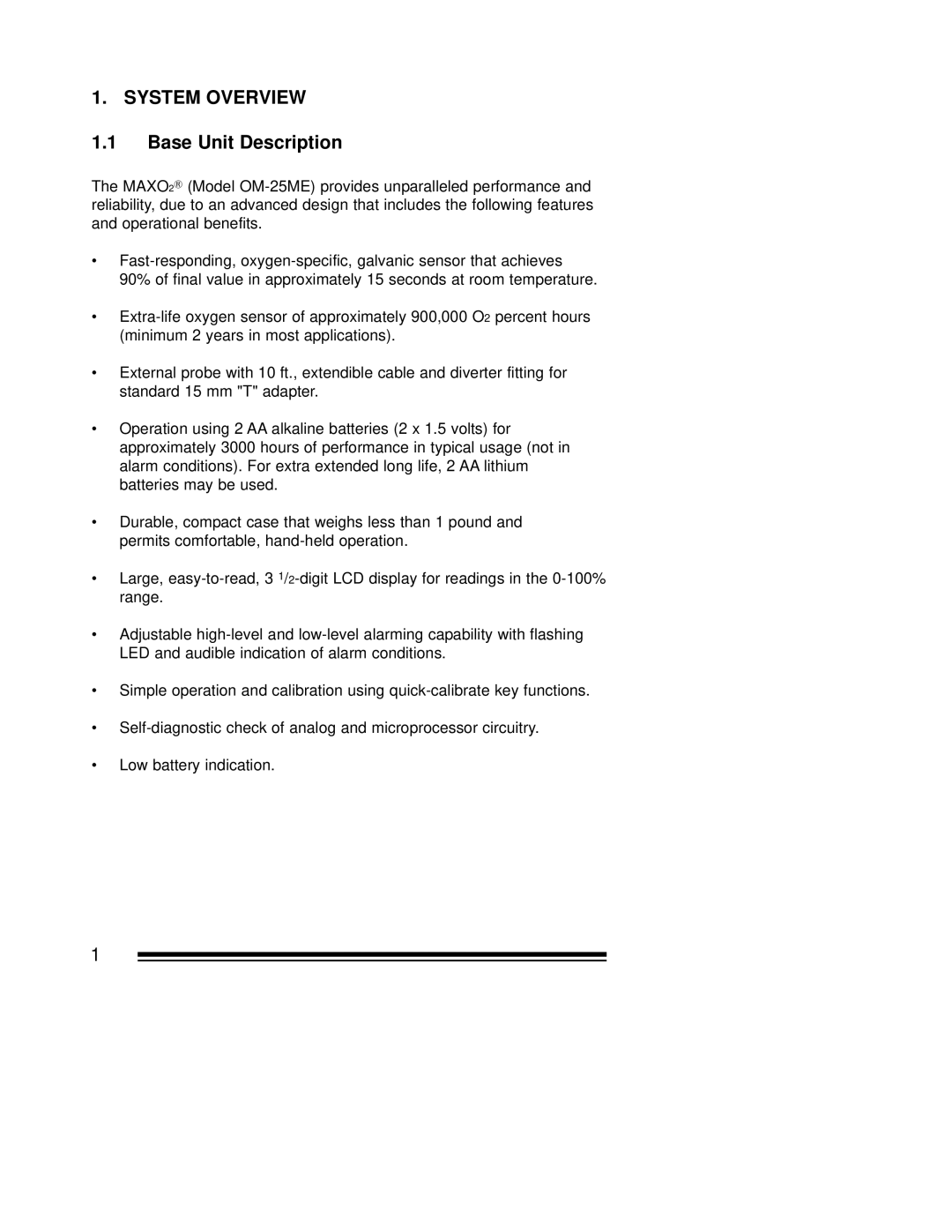 MaxTech OM-25ME operating instructions Base Unit Description 