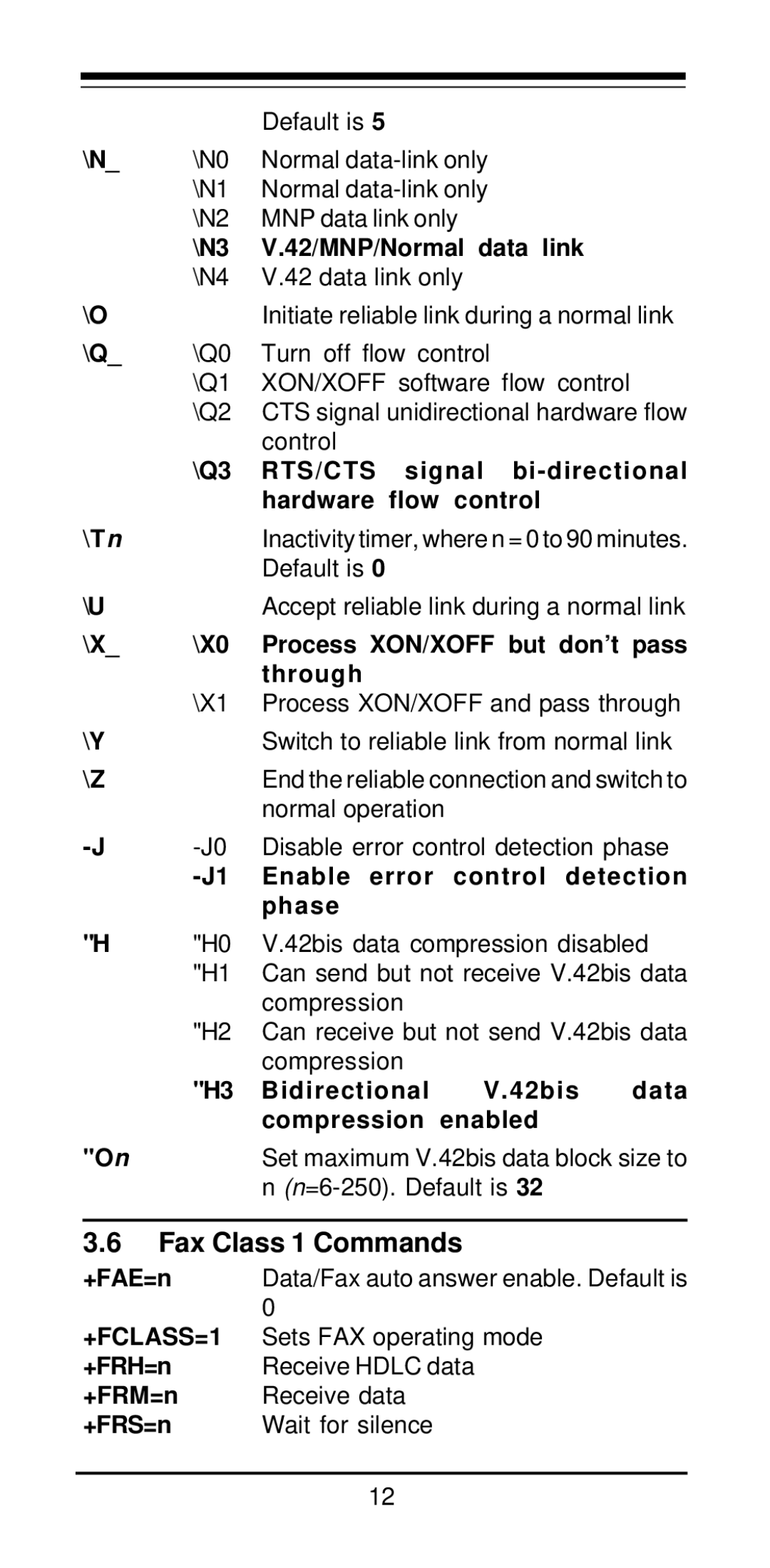 MaxTech PCI Internal Voice/FAX/Data/Speakerphone Modem user manual Fax Class 1 Commands 