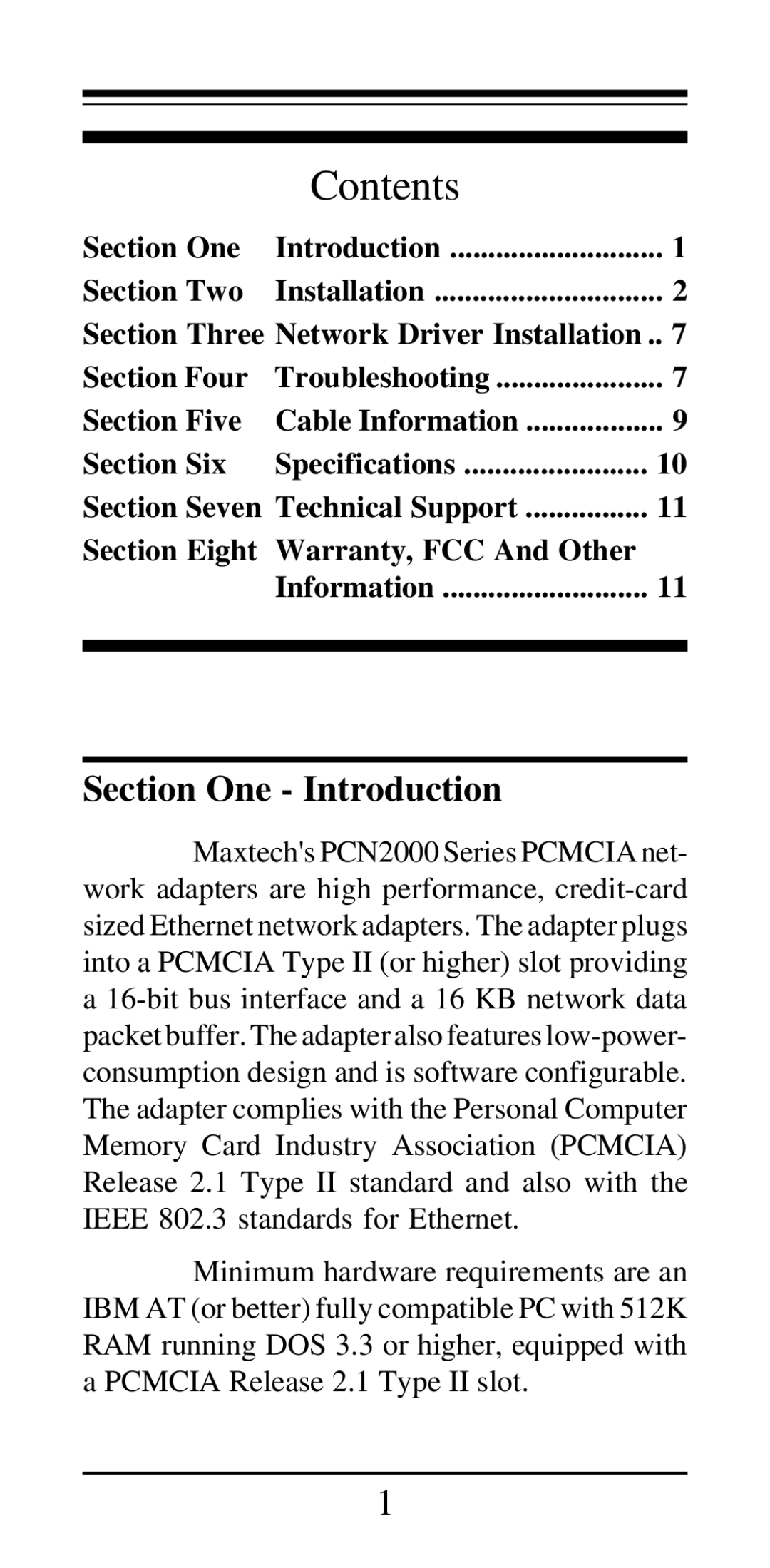 MaxTech PCN2000 Series manual Contents 