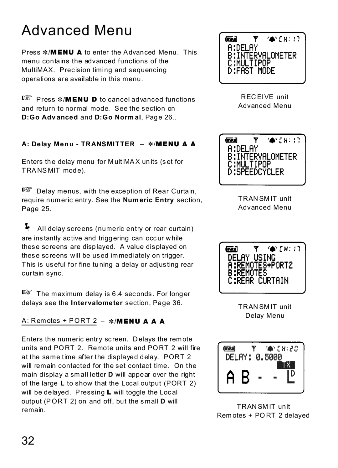 MaxTech Transceiver manual Advanced Menu 