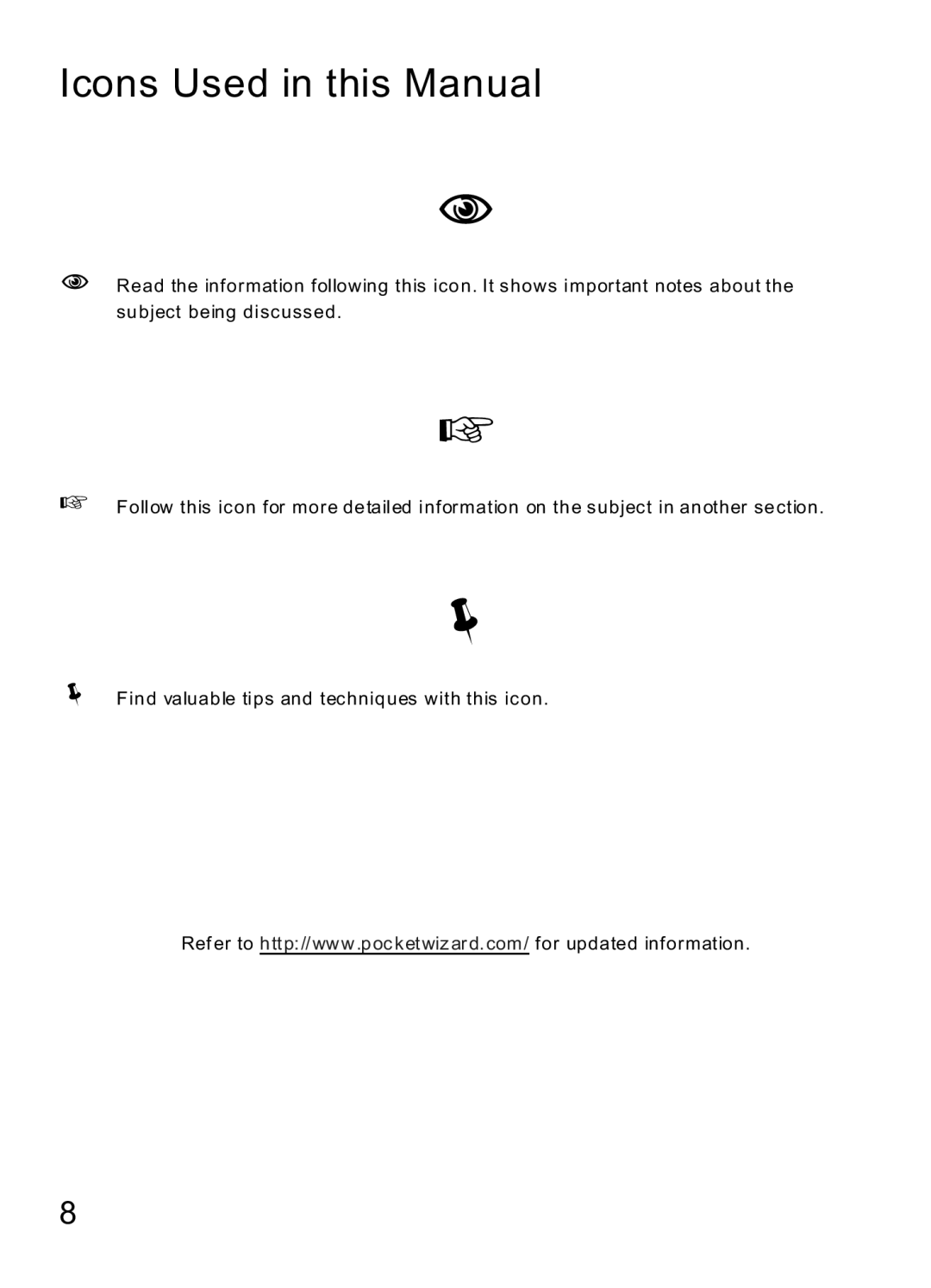 MaxTech Transceiver manual Icons Used in this Manual 