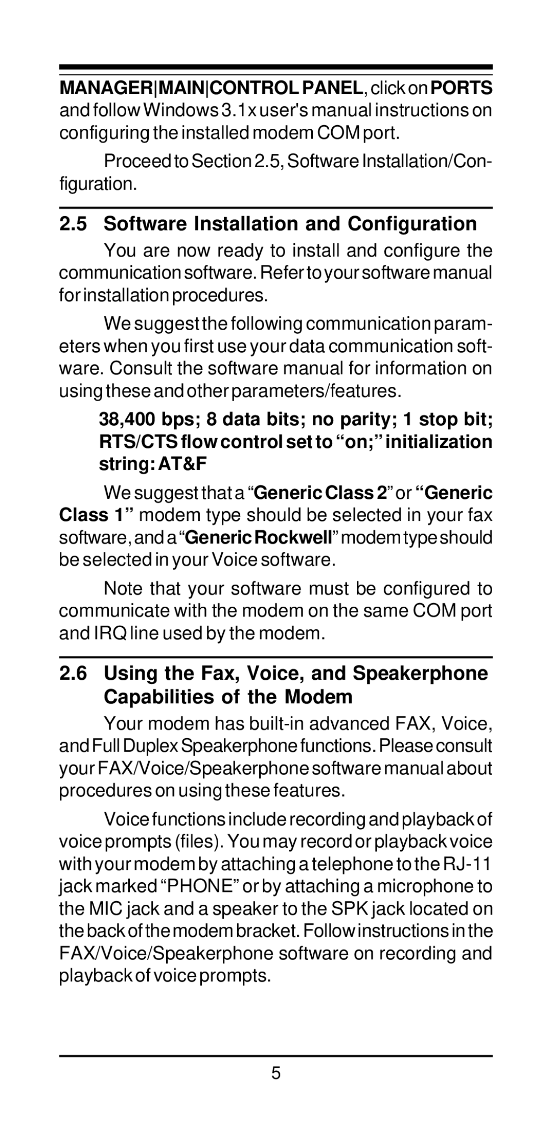 MaxTech V.34/V.42bis user manual Software Installation and Configuration 