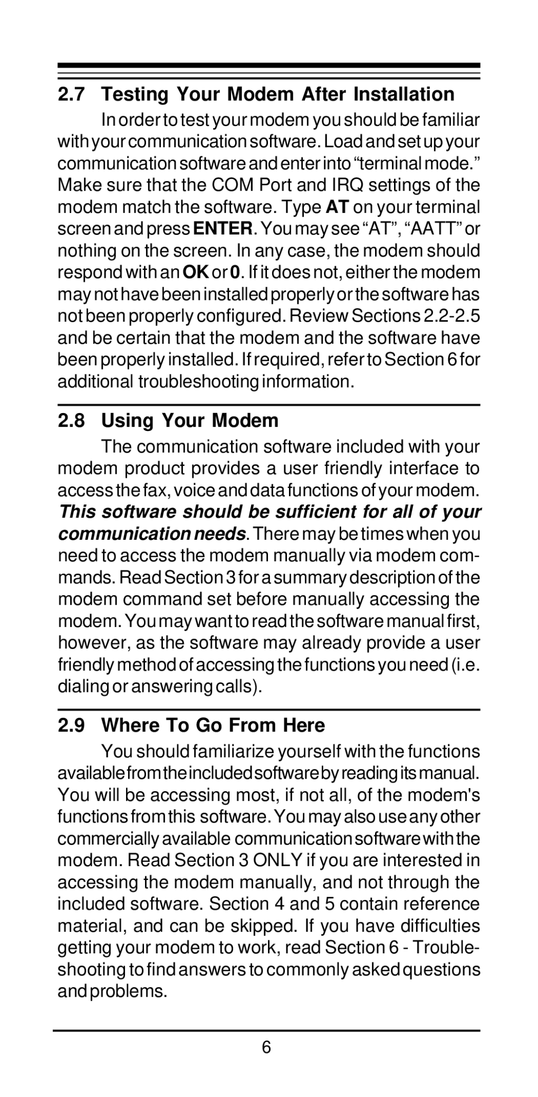 MaxTech V.34/V.42bis user manual Testing Your Modem After Installation, Using Your Modem, Where To Go From Here 