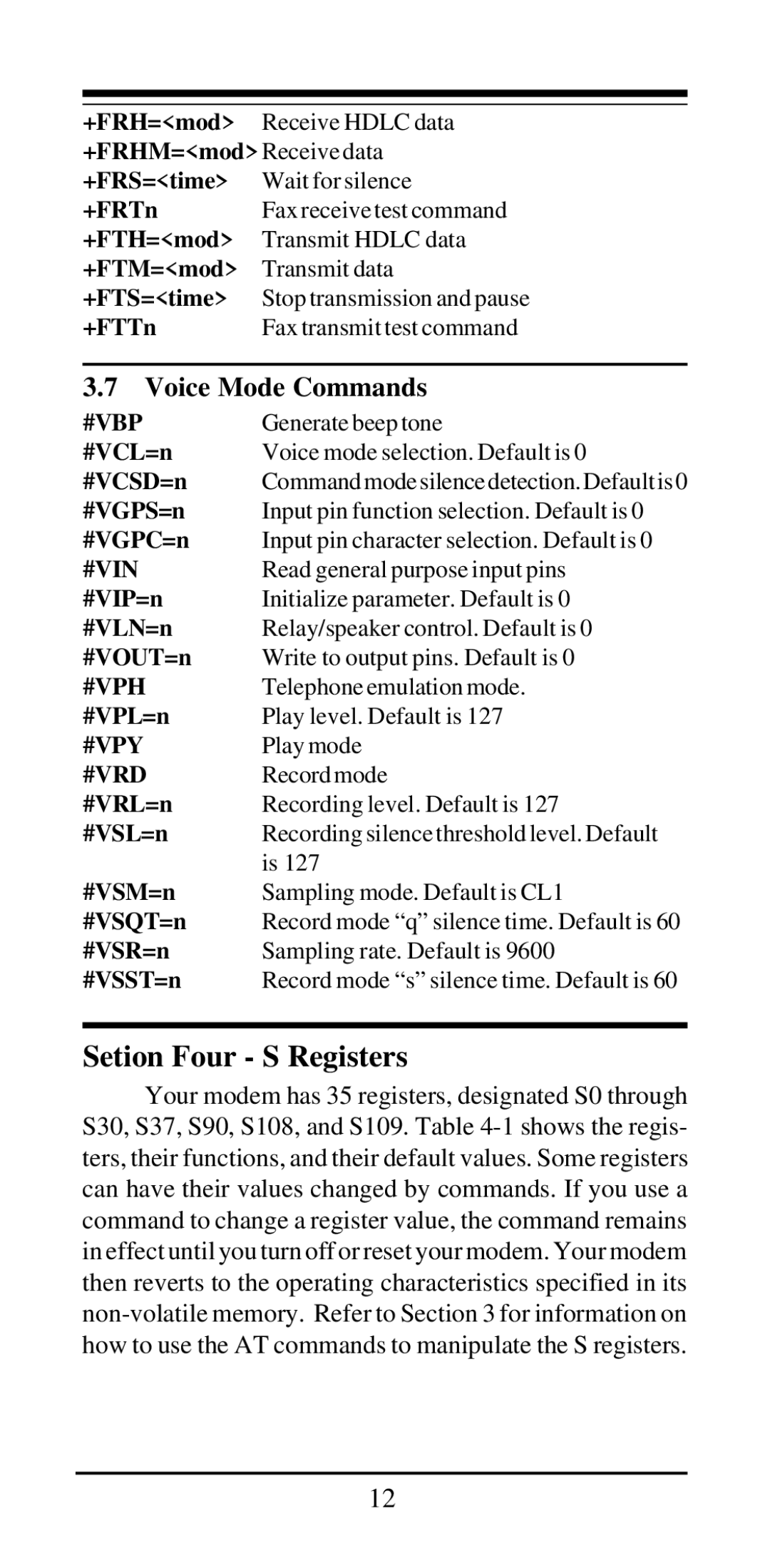 MaxTech V.32bis, V.42bis user manual Voice Mode Commands 