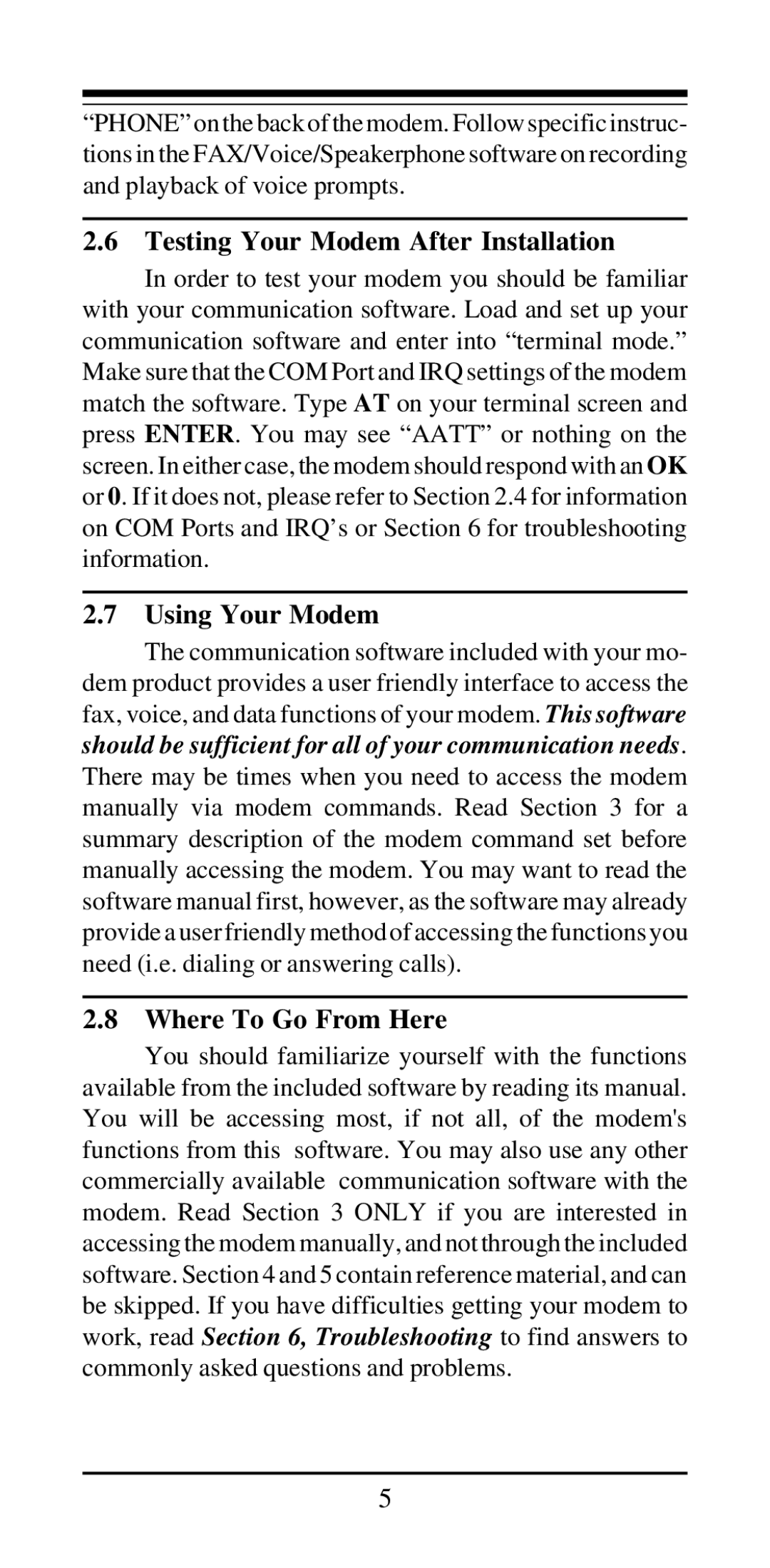 MaxTech V.32bis, V.42bis user manual Testing Your Modem After Installation 