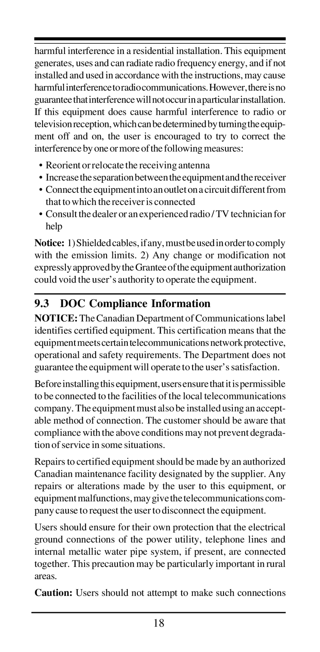 MaxTech V.42bis, V.32bis user manual DOC Compliance Information 