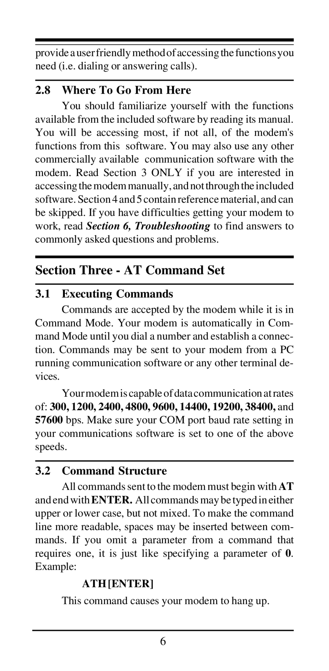 MaxTech V.32bis, V.42bis user manual Where To Go From Here, Executing Commands, Command Structure 