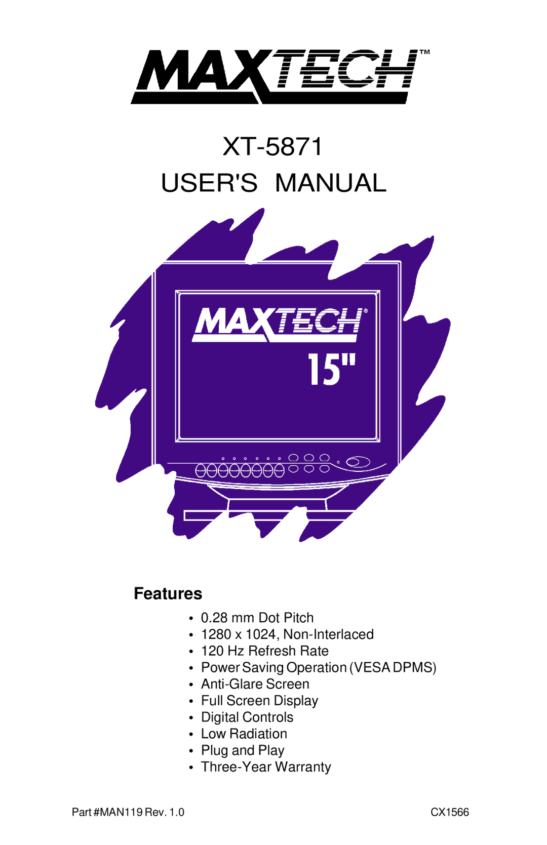 MaxTech XT-5871 user manual 