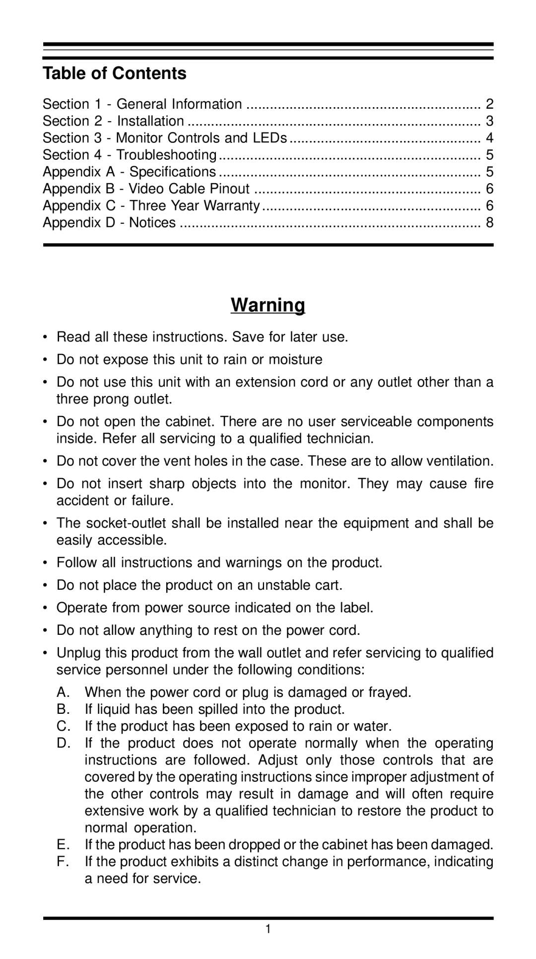 MaxTech XT4861 user manual Table of Contents 