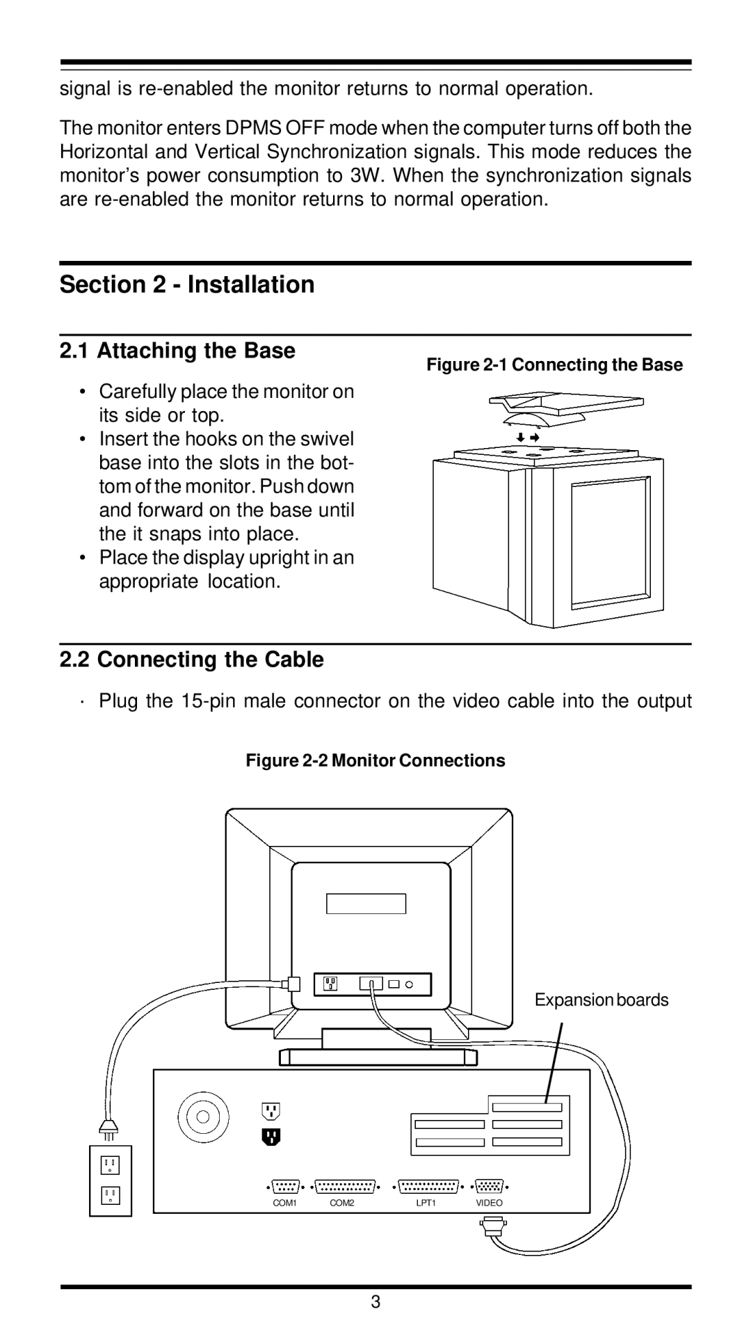 MaxTech XT4861 user manual Installation, Attaching the Base, Connecting the Cable 