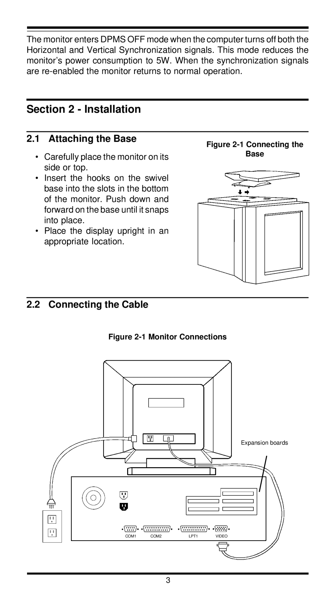 MaxTech XT4862 user manual Installation, Attaching the Base, Connecting the Cable 