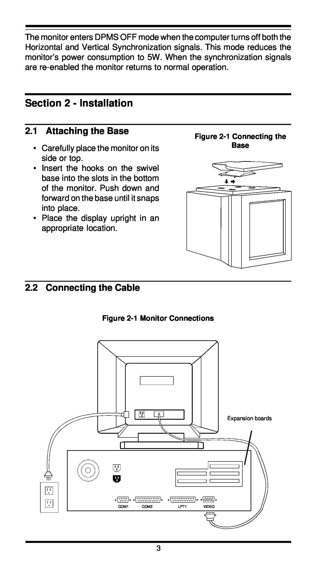 MaxTech XT4862 user manual Installation, Attaching the Base, Connecting the Cable 