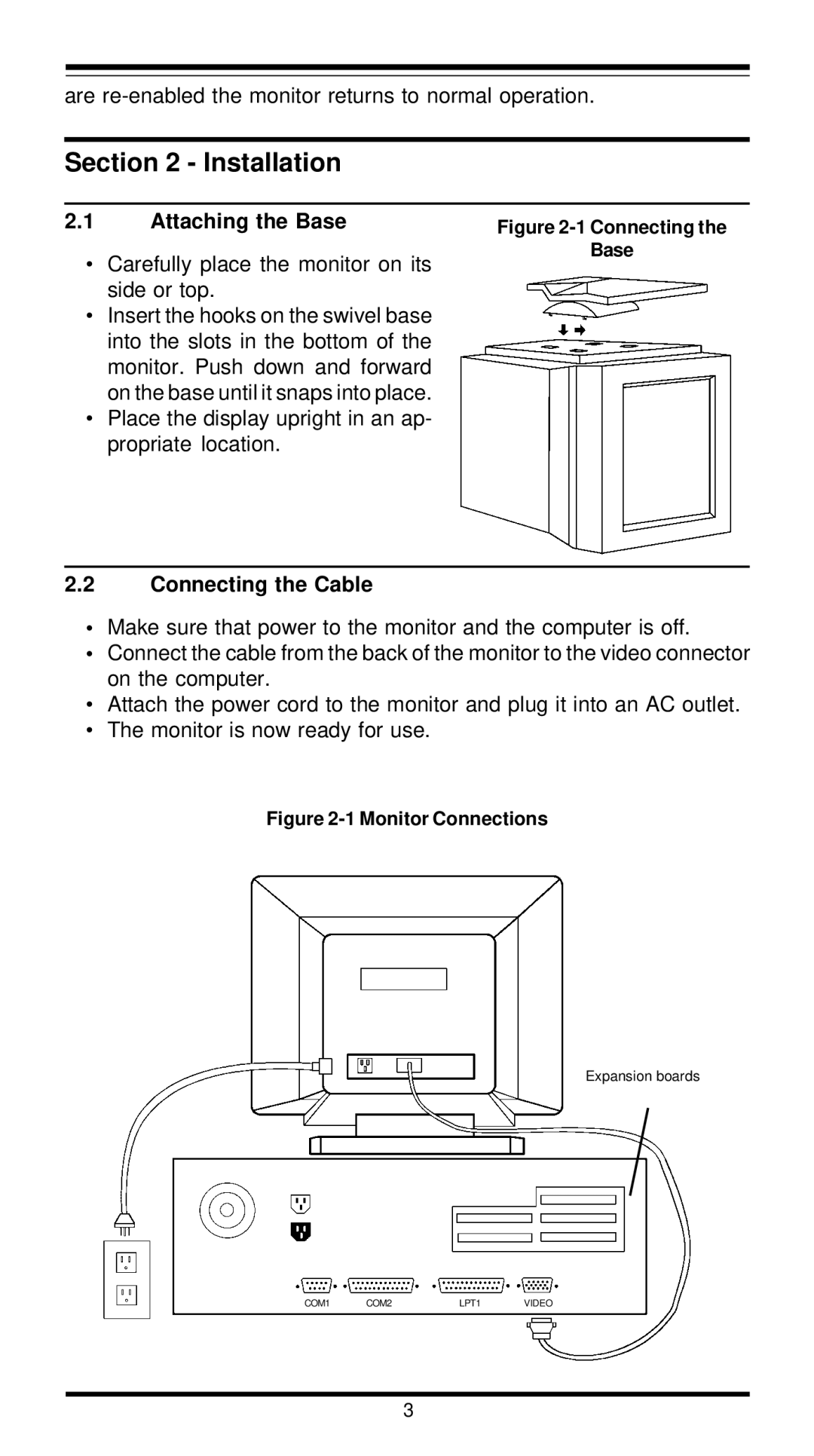 MaxTech XT4888 user manual Installation, Attaching the Base, Connecting the Cable 