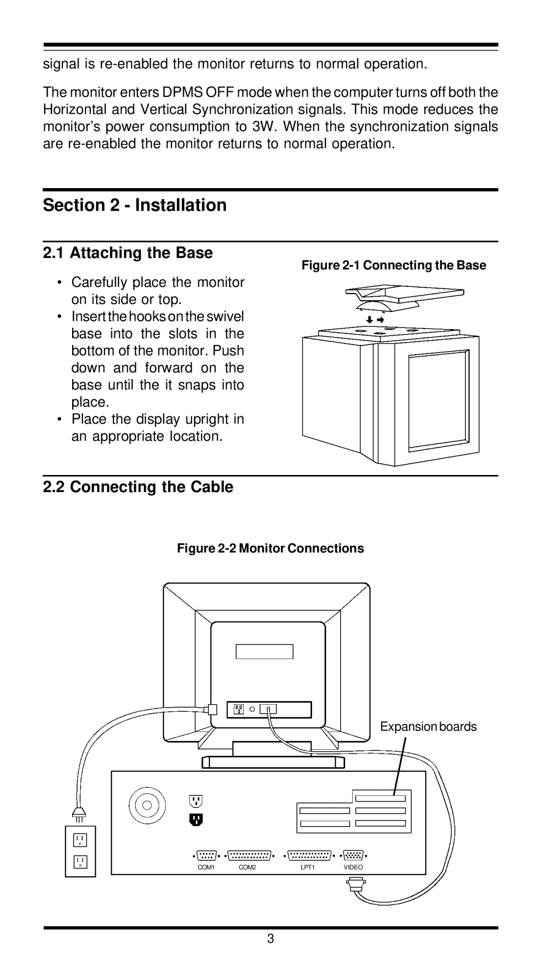 MaxTech XT5861 user manual Installation, Attaching the Base, Connecting the Cable 