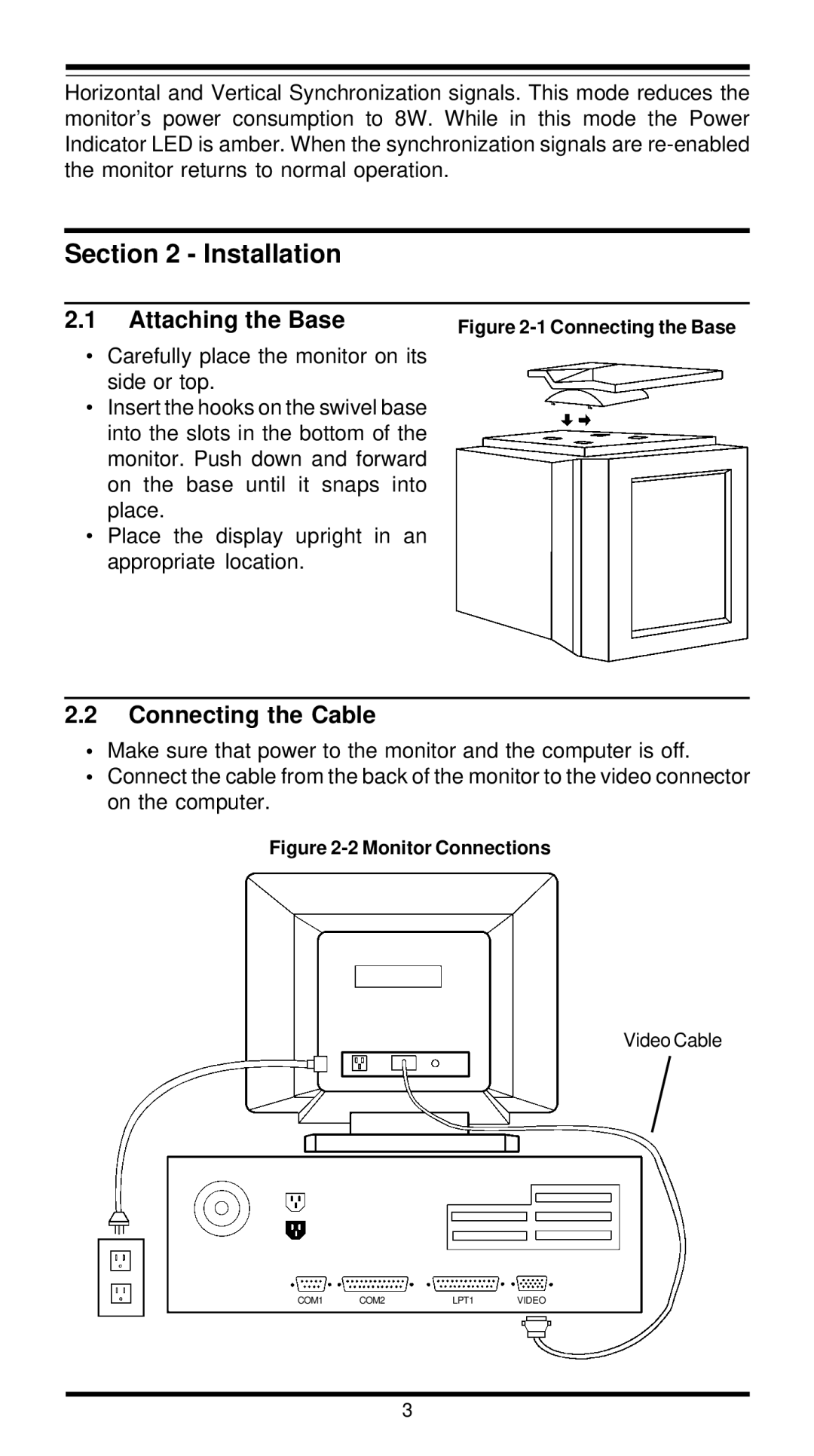 MaxTech XT5888 user manual Installation, Attaching the Base, Connecting the Cable 