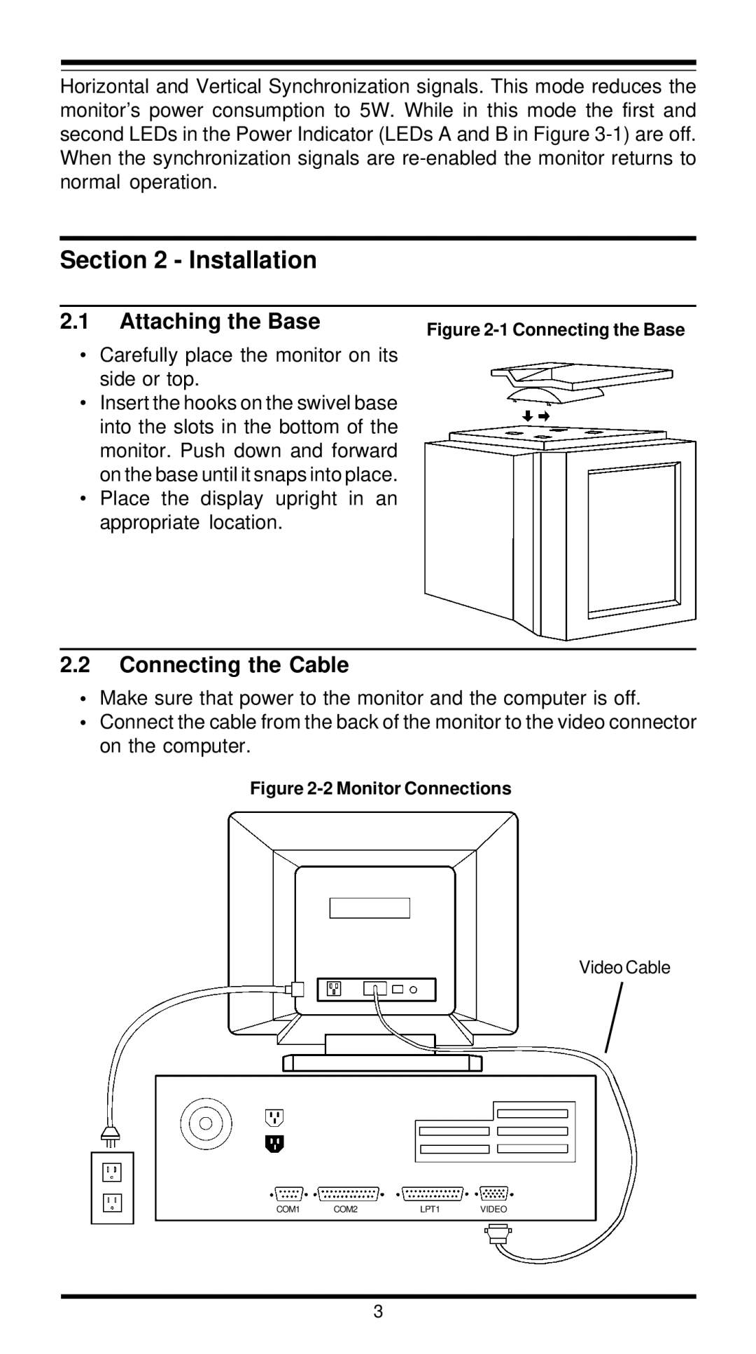 MaxTech XT5988 user manual Installation, Attaching the Base, Connecting the Cable 