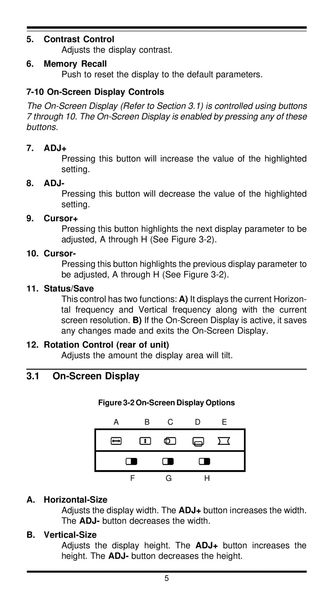 MaxTech XT7800 user manual On-Screen Display 