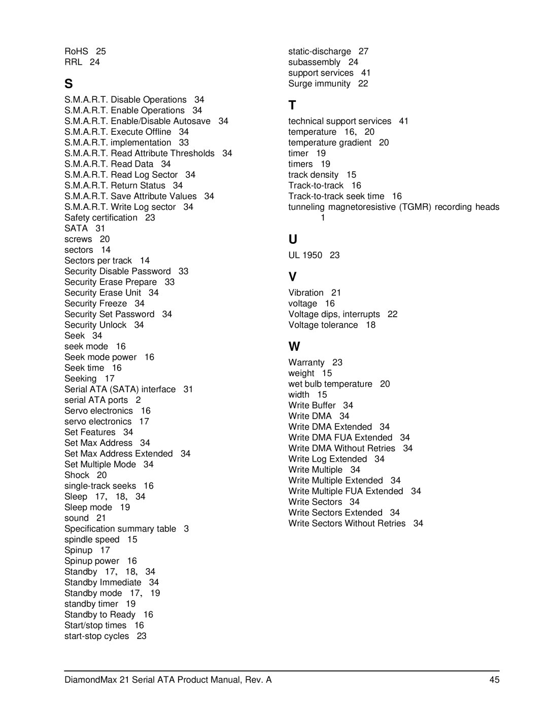 Maxtor 100451230 manual Rrl 