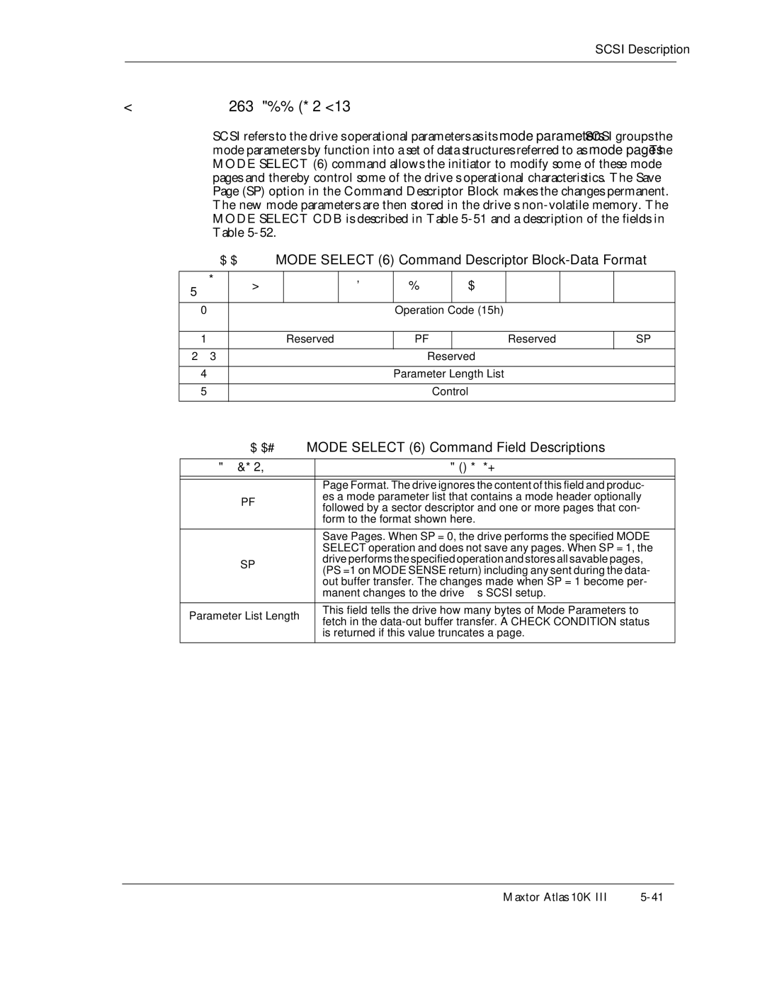 Maxtor 10K III manual Mode Select 6 Command Descriptor Block-Data Format, Operation Code 15h Reserved 