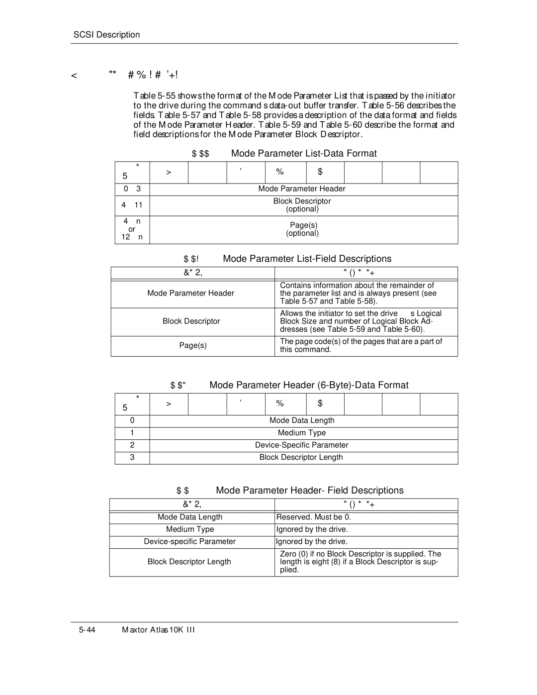 Maxtor 10K III manual Mode Parameter List-Data Format 