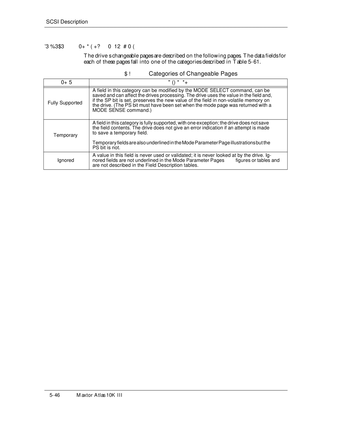 Maxtor 10K III manual Categories of Changeable Pages, Mode Sense command 